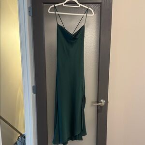 Astr Asymmetrical Green Spaghetti Strap Dress